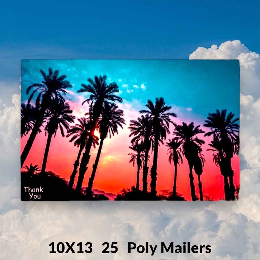 ( Quantity 25 10x13 ) Twilight Palms Poly Mailers Bag Shipping Envelope